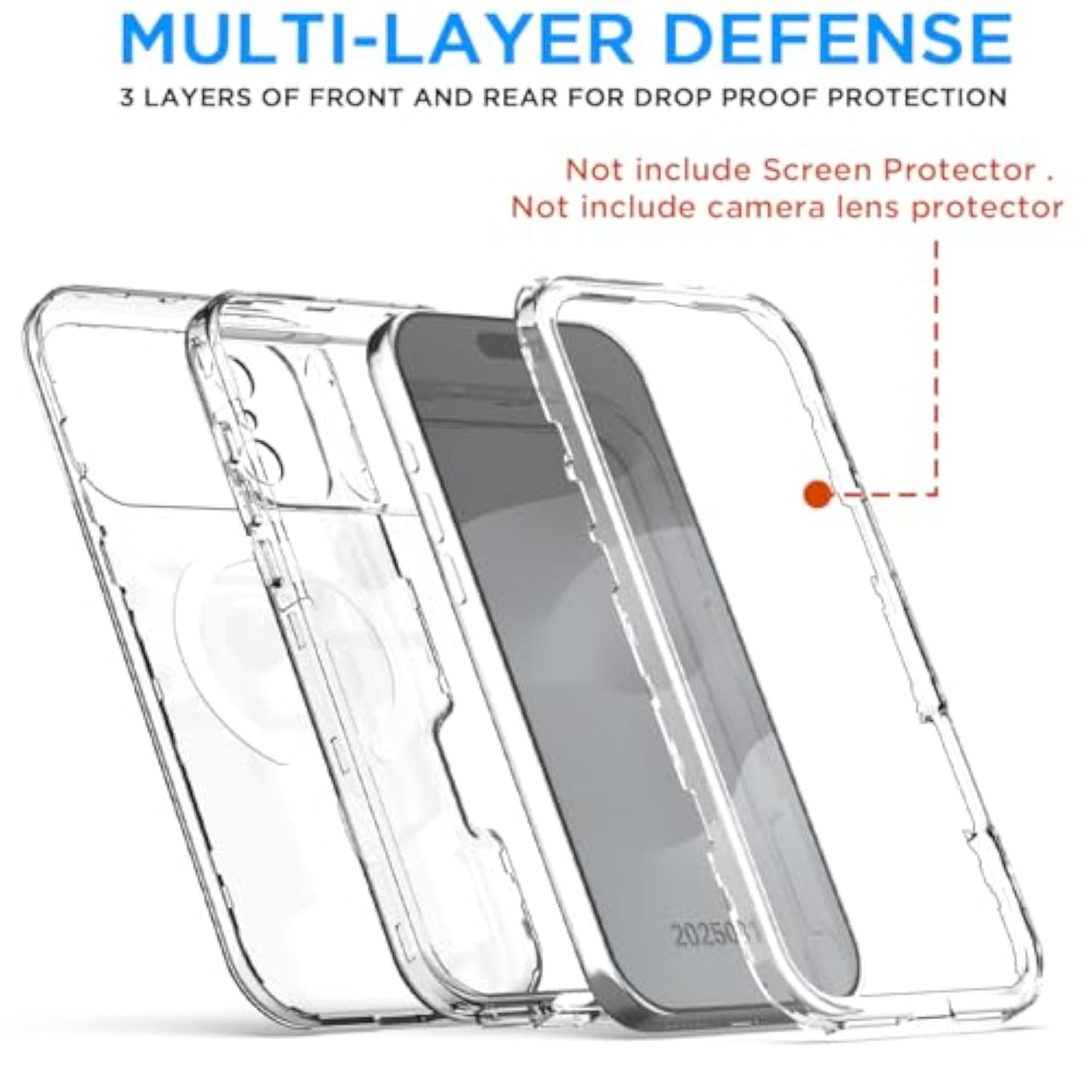 For Iphone 17 Pro Max Case Clear[Compatible With Magsafe] Heavy Duty Drop Protection Full Body Rugged Shockproof/Dust Proof 3-Layer Military Protective Tough Durable Phone Cover 6.9"