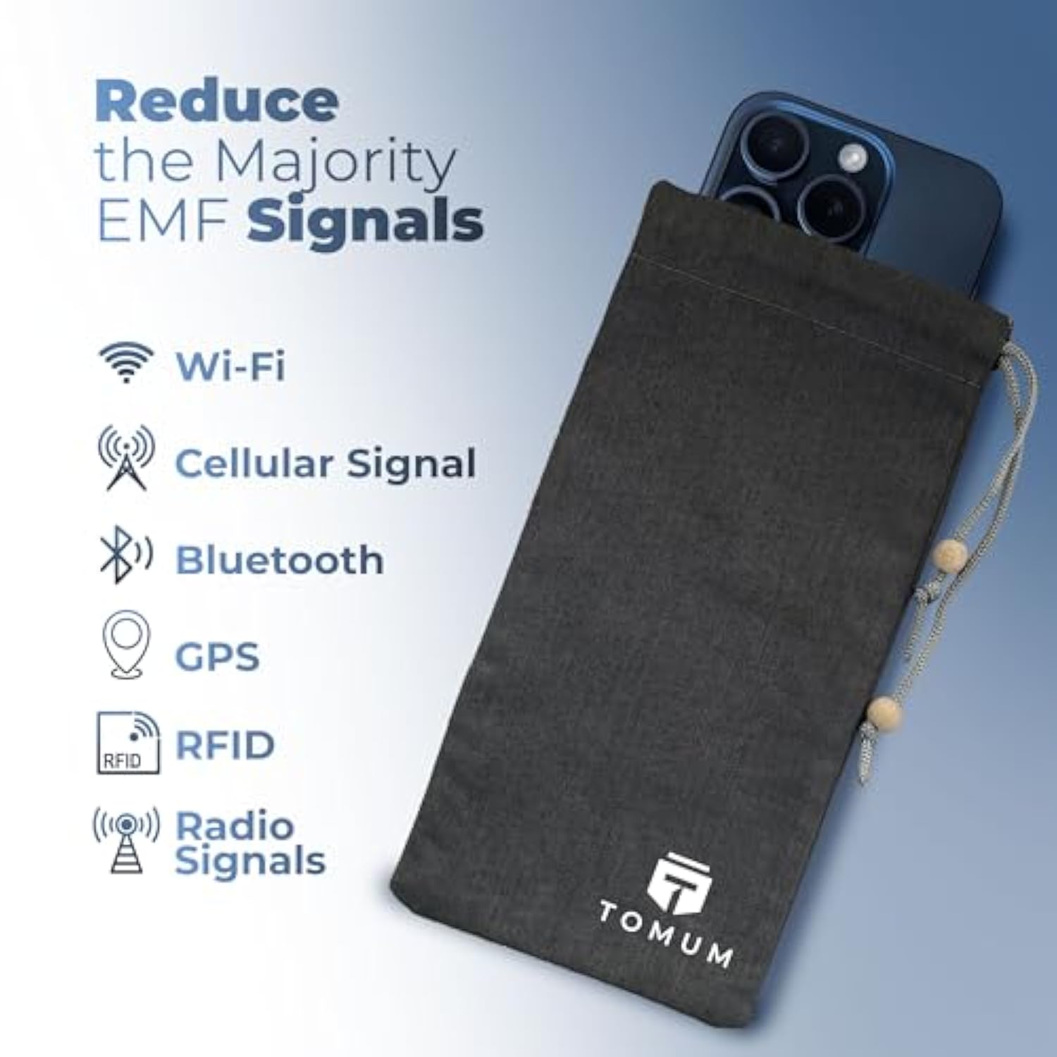 EMF Shield Phone Sleeve Signal Blocking Radiation Protection Pouch Black