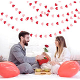 Galentines Red Pink Valentines Party-Decorations - 52Ft Heart Garland Streamers Paper Banner,Proposal Anniversary Romantic Birthday Baby Shower Rustic Wedding Hanging Ornaments Decor