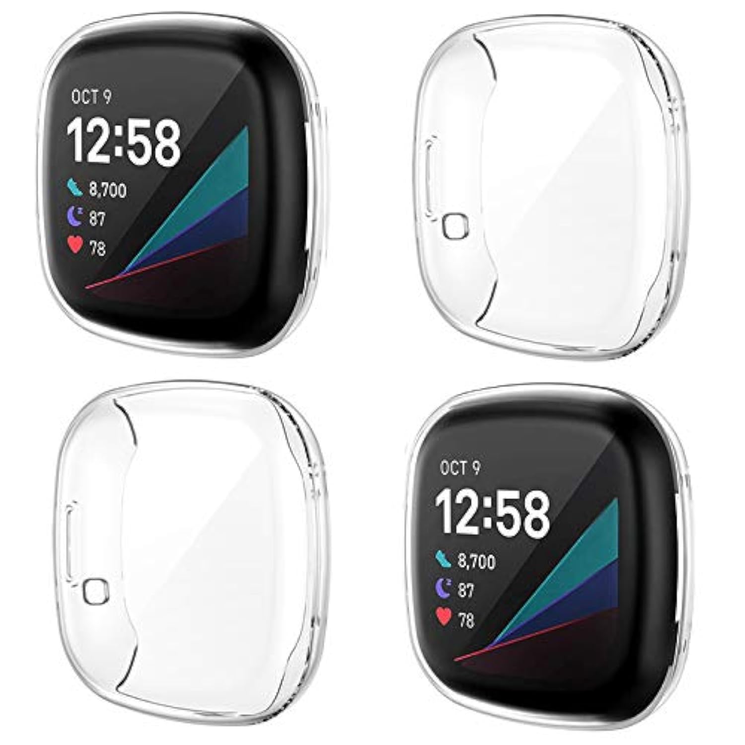 4Pack Screen Protector Case Compatible With Fitbit Sense/Versa 3, Soft Tpu Plated Bumper Full Cover Protective Cases For Sense Smartwatch [Scratchproof]