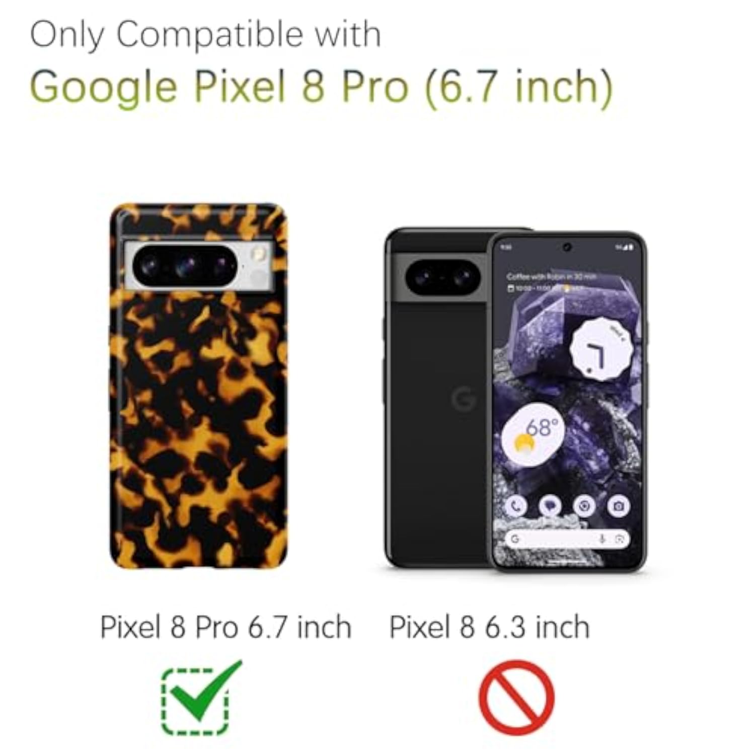 Tortoise Shell Google Pixel 8 Pro Case with Premium Quality Hard PC Back and Soft TPU Material