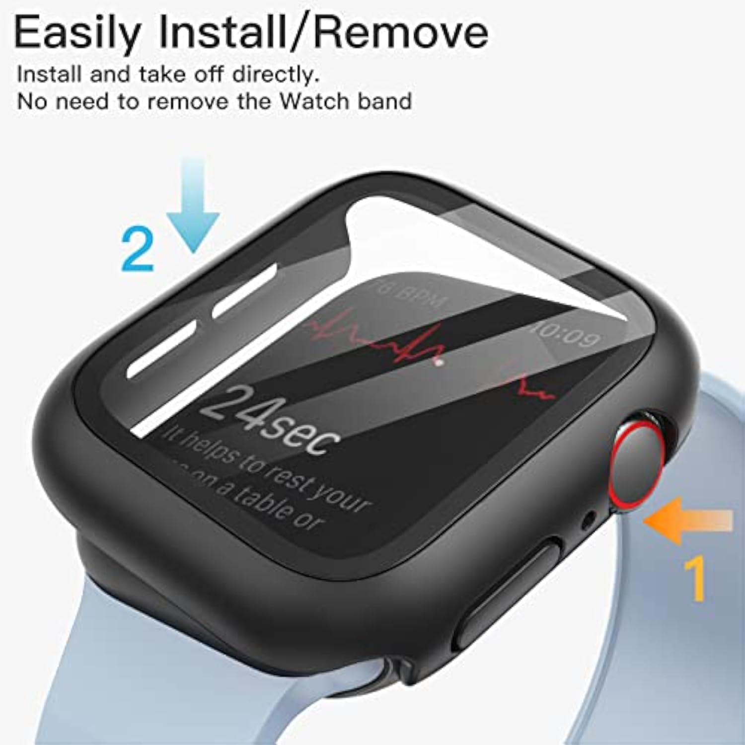 Jetech Case With Screen Protector For Watch Se (2022/2020) /Series 6 5 4 44Mm, Overall Protective Cover, Built-In Tempered Glass Film High Sensitivity, 2 Pack (Black)