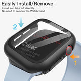 Jetech Case With Screen Protector For Watch Se (2022/2020) /Series 6 5 4 44Mm, Overall Protective Cover, Built-In Tempered Glass Film High Sensitivity, 2 Pack (Black)