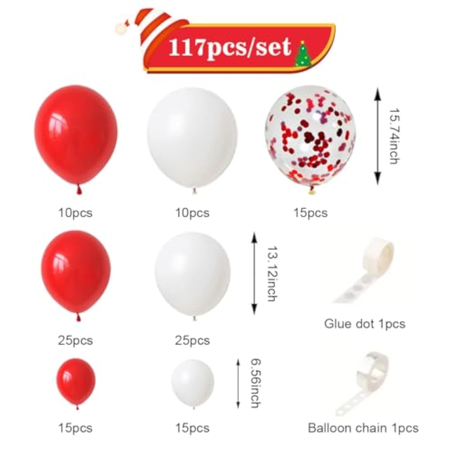 Red White Balloon Arch Garland Kit - Matte Red White Balloons Red Confetti Balloons For Wedding Birthday Graduation Christmas Valentines Mother'S Day Anniversary Party Decorations