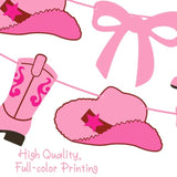 Cowgirl Party Banners Pink Coquette Bow And Boots Decorations Western Cowgirl Boots Hats Cutout Banners Cowgirl Birthday Decorations For Rodeo Wild West Baby Shower Supplies