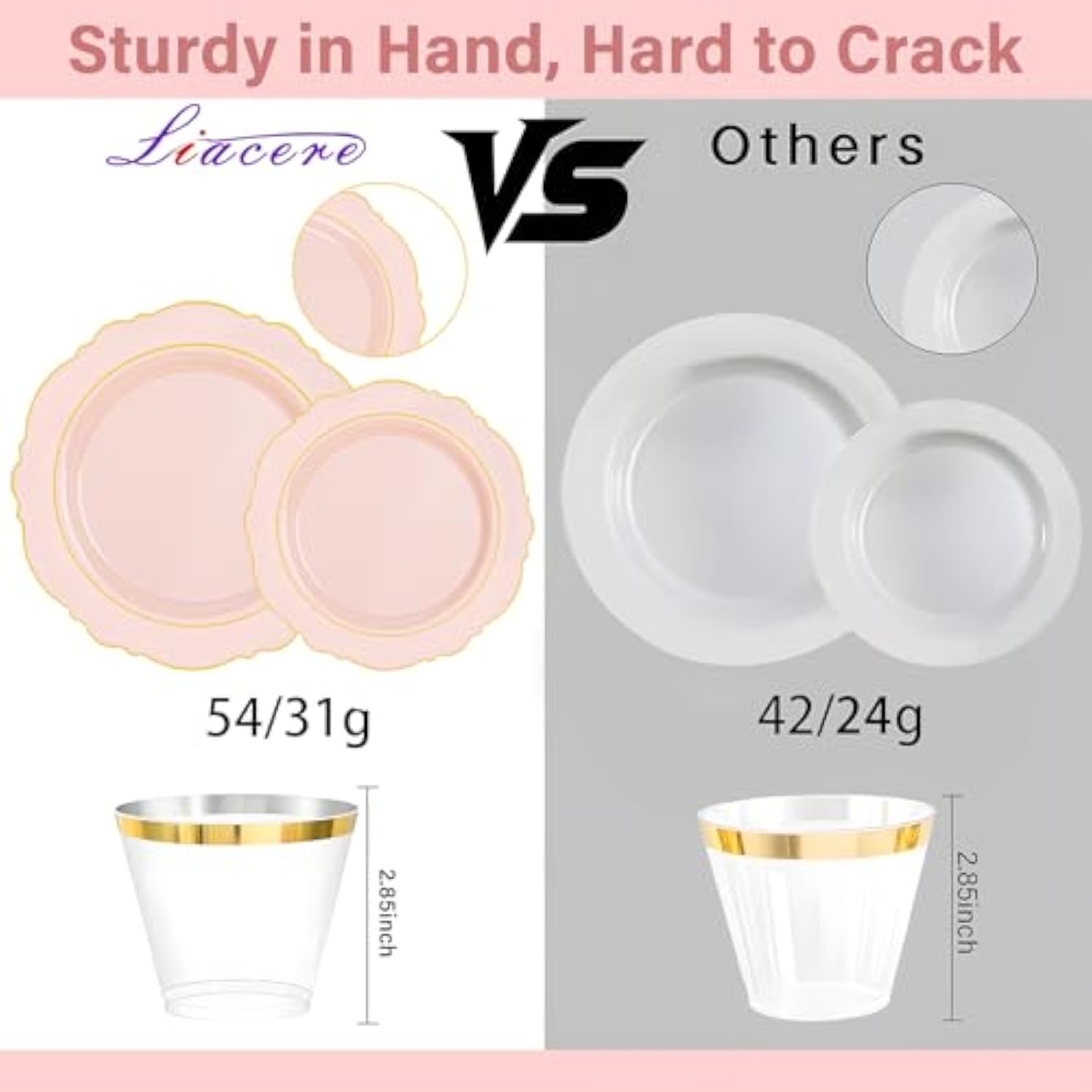 700Pcs Pink Plastic Plates-Dinnerware Sets For 100 Guests-200 Disposable Plates(10Inch,7Inch),300 Pink Plastic Silverware,100 Cups,100 Napkins For Wedding&Galentines Day&Easter Day