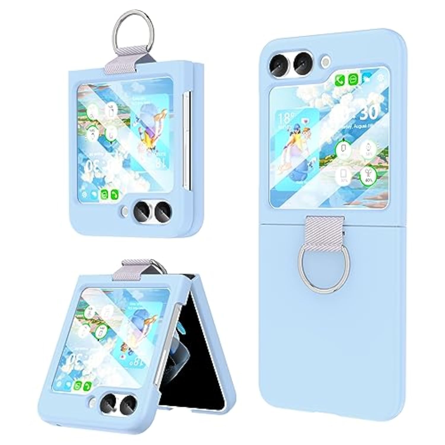 Samsung Galaxy Z Flip 6 Case with Ring Shockproof Protective Cover Flip Z 6 Phone Case for Galaxy Z Flip 6 5G - Blue