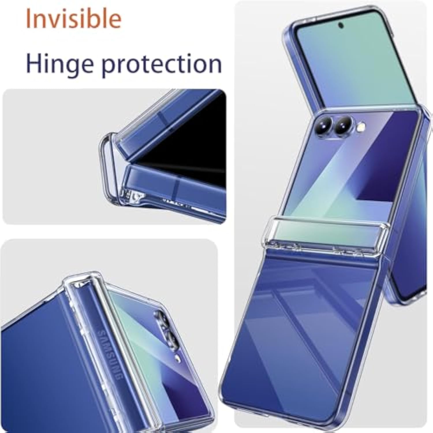 For Samsung Galaxy Z Flip 7 Case,With Privacy Screen Protector & Hinge Protection,Anti-Yellowing, Anti-Fingerprint,Hard Pc Ultra-Durable Case For Samsung Z Flip 7,Clear