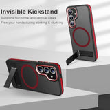 Galaxy S25+ Plus Case with Invisible Stand, Military Drop Protection, MagSafe, Black/Red