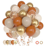 Burnt Orange Balloon Set: Fall Party Decor, Gold Confetti (72pcs)