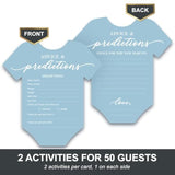 Baby Shower Advice & Prediction Cards - For 50 Guests - Blue Onesie Double Sided Advice + Predictions Cards - Minimalist Baby Shower Decorations & Games For Boys - (Set Of 50)