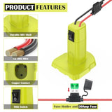 2 Packs Power Wheels Adapter For Ryobi 18V Battery Adapter Power Wheels Battery Conversion Kit With Switch, Fuses & Wire Terminals, 12Awg Wire, Power Connector For Diy Rc Car Toys And Robotics