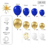 Royal Blue And Gold Balloon Arch Garland Kit 153Pcs With Star, 22 18 12 10 5In Different Size Navy Blue Gold White Balloons For Baby Shower Birthday Anniversary New Year Party Decorations