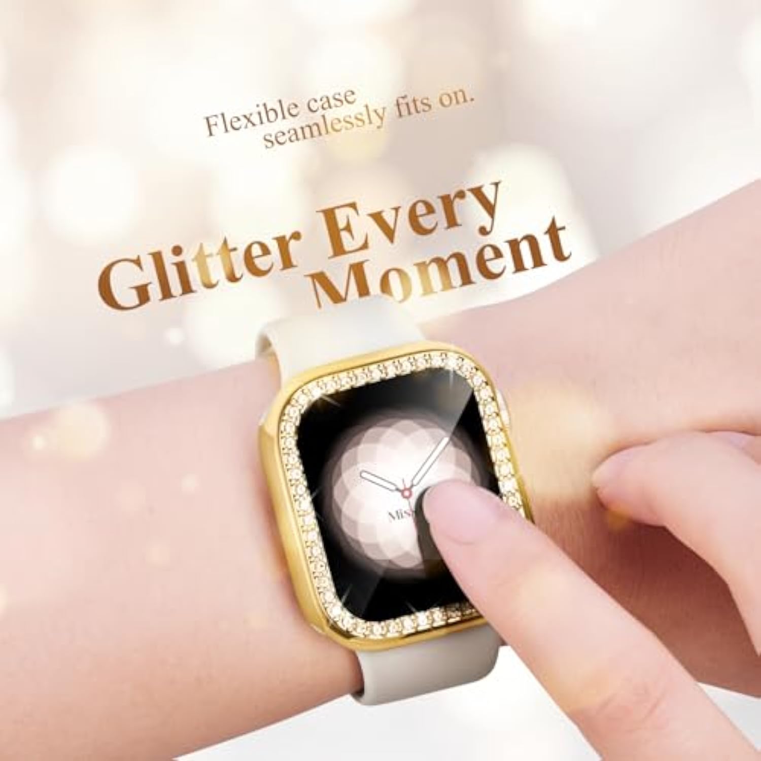 Soft Tpu Bling Case Compatible For Apple Watch 41Mm Series 9/8/7 With Screen Protector, Glitter Crystal Diamond Lightweight Cover All-Around Protective Case