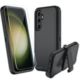 For Samsung Galaxy A36 Case, A36 5G Heavy Duty Case,[Glass Screen Protector] [Military Grade Protective ] [Shockproof] [Dropproof] [Dust-Proof] (With Belt Clip, Black)