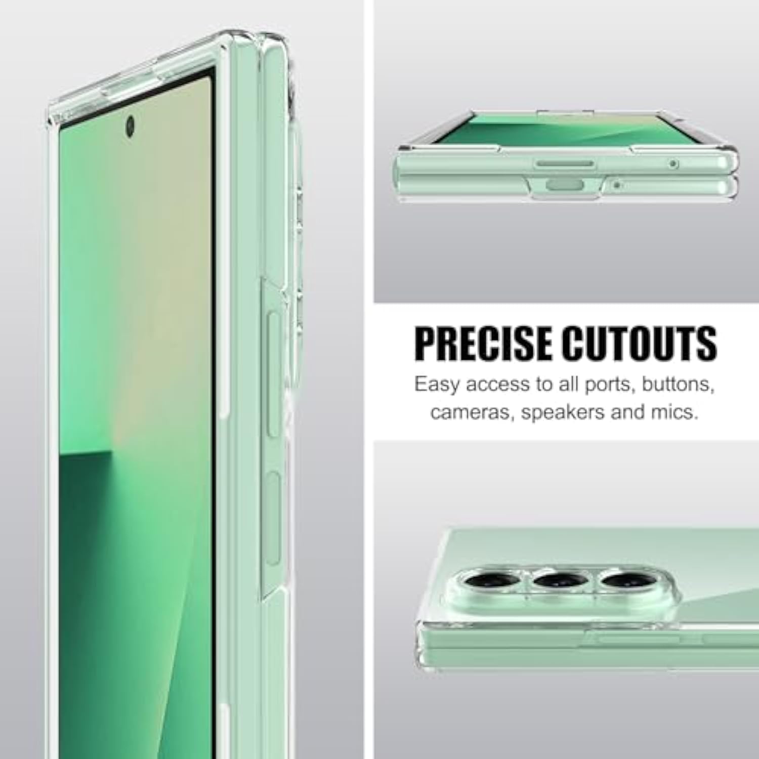 Clear Case For Samsung Galaxy Z Fold 7 With Screen Protector ?Camera Cover,Slim Hard Phone Case Anti Yellowing Anti-Scratches Protective Bumper Cover For Galaxy Z Fold 7 2025,Transparent