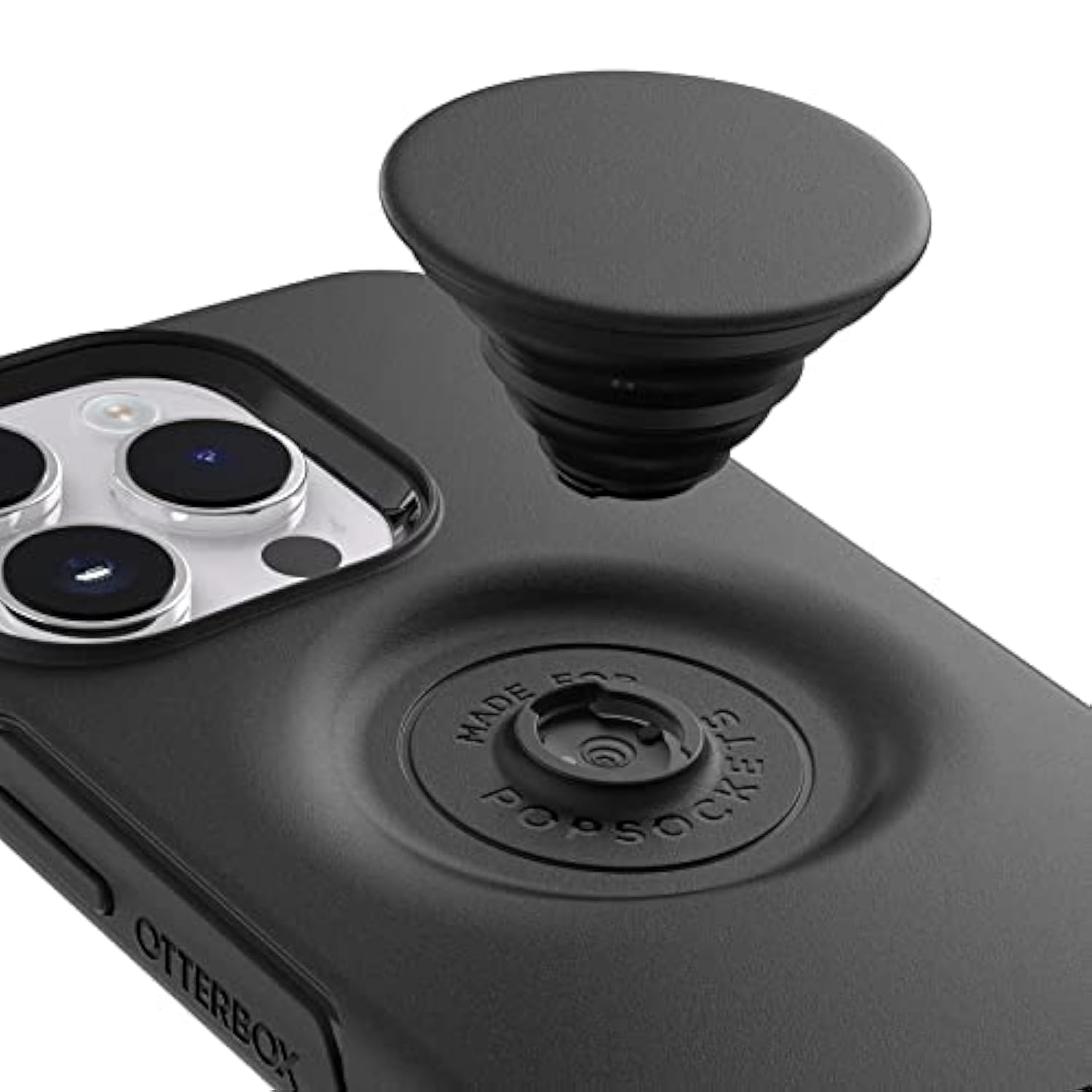 OtterBox iPhone 14 Pro Max (ONLY) Otter + Pop Symmetry Series Case - Black, Integrated PopSockets PopGrip, Slim, Pocket-Friendly, Raised Edges Protect Camera & Screen