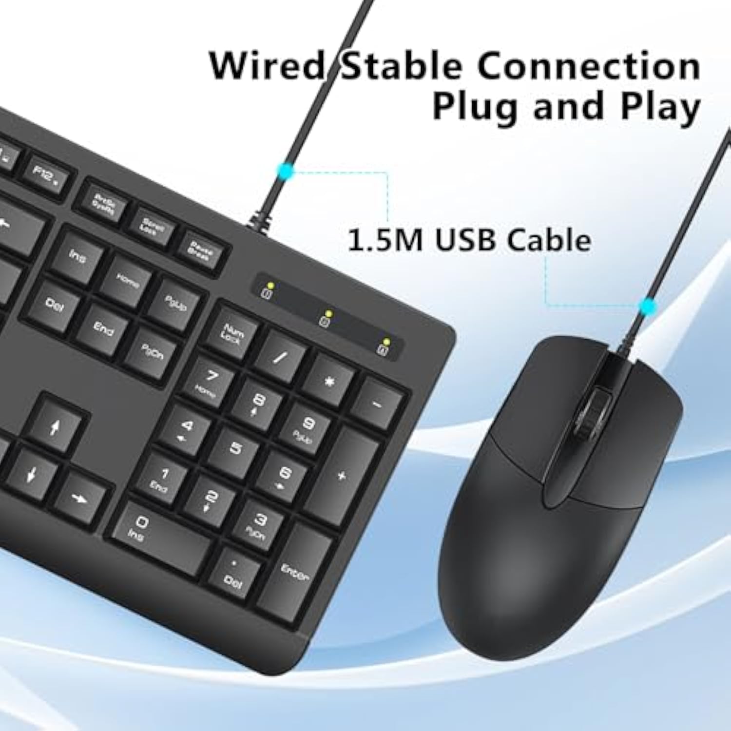 Redragon Wired Keyboard and Mouse Combo, Full-Size Computer Keyboard and Optical USB Wired Mouse, for Windows PC, Mac OS Desktop/Laptop - Black