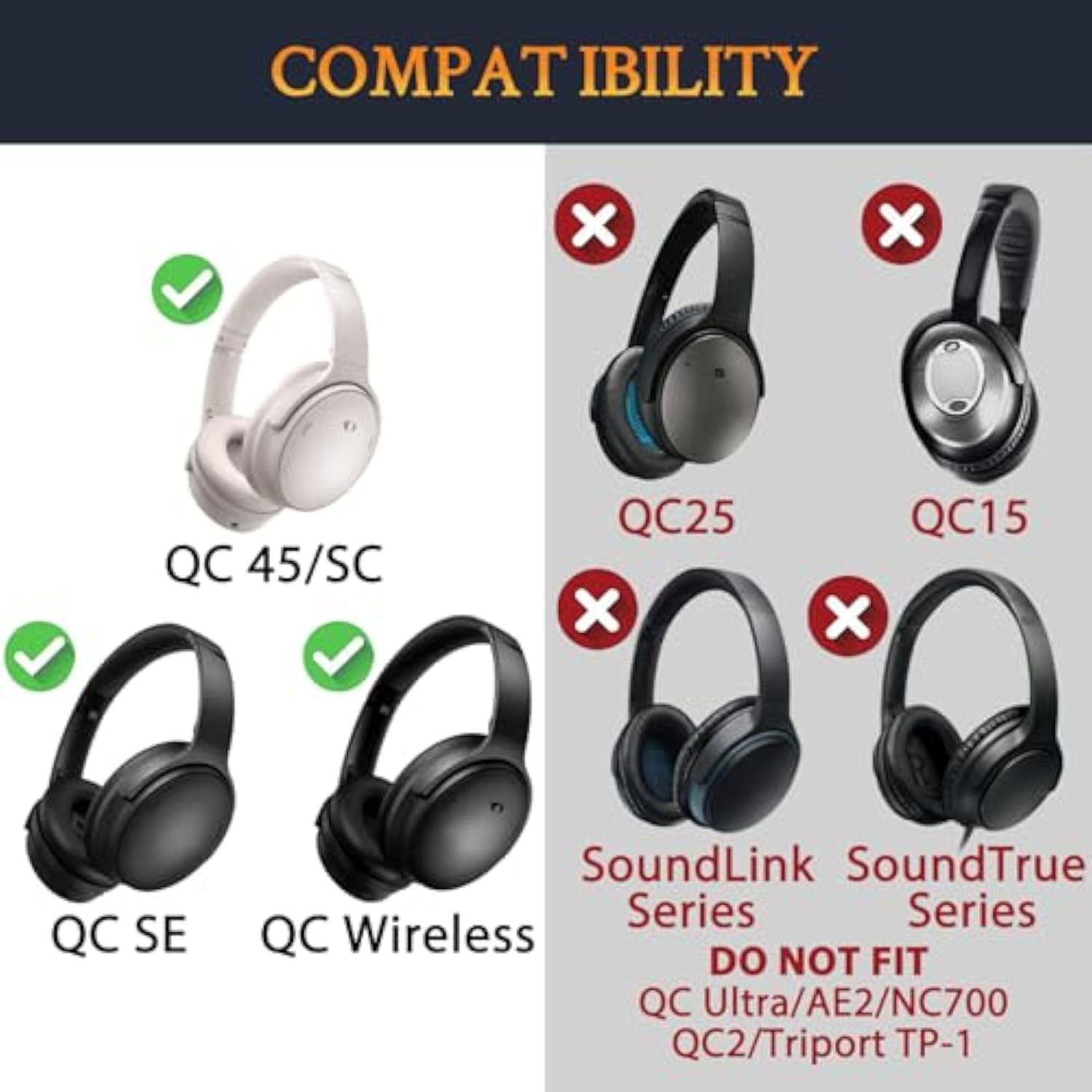 Cooling Gel Earpads Replacement For Bose Quietcomfort 45 (Qc45)/Quietcomfort Se (Qc Se)/Quiet Comfort Wireless Over-Ear Headphones, Ear Pads Cushions With Ice Silk Fabric - White