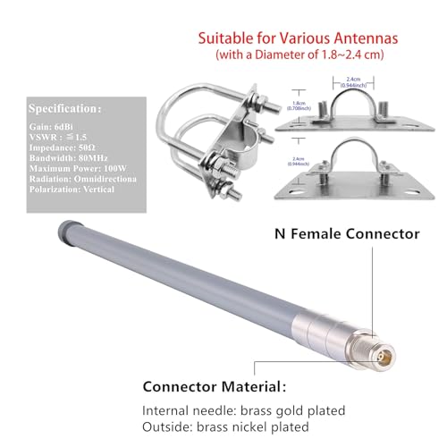 Meshtastic 915Mhz Lora Antenna Fiberglass Antenna 915Mhz With 16.4Ft Low Loss 3D-Fb Rg58 Cable For Helium Hotspot Rak Nebra Bobcat 300 Hotspot Hnt Miner Heltec V3 Rak Meshtastic Lora Gateway