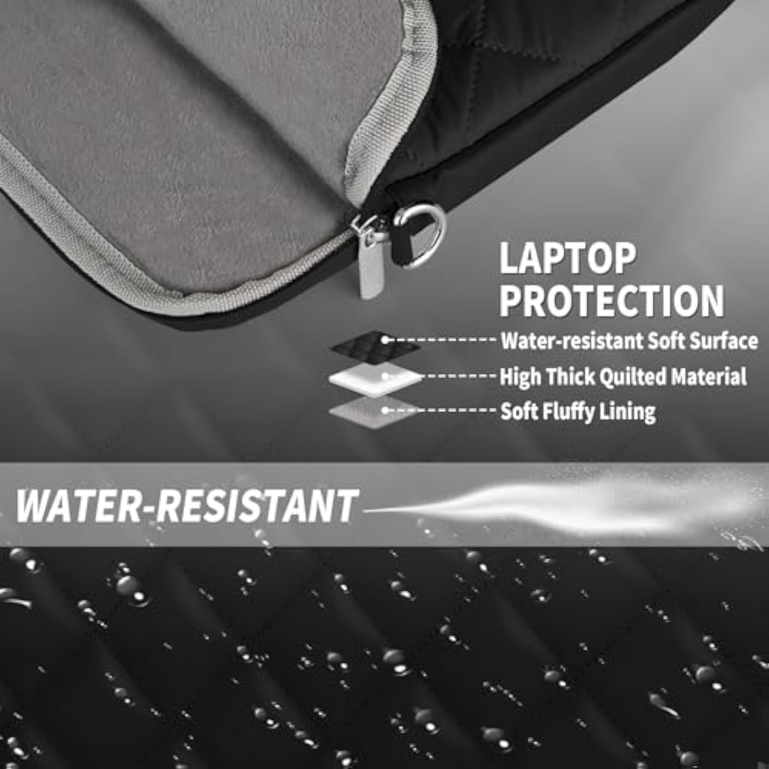 Puffy Quilted Laptop Sleeve With A Shoulder Strap Compatible With Macbook Air 15 Inch M2 A2941 2023/Pro 15 A1990 A1707, 15 Surface Laptop 5/4/3, Compatible With Dell Xps 15
