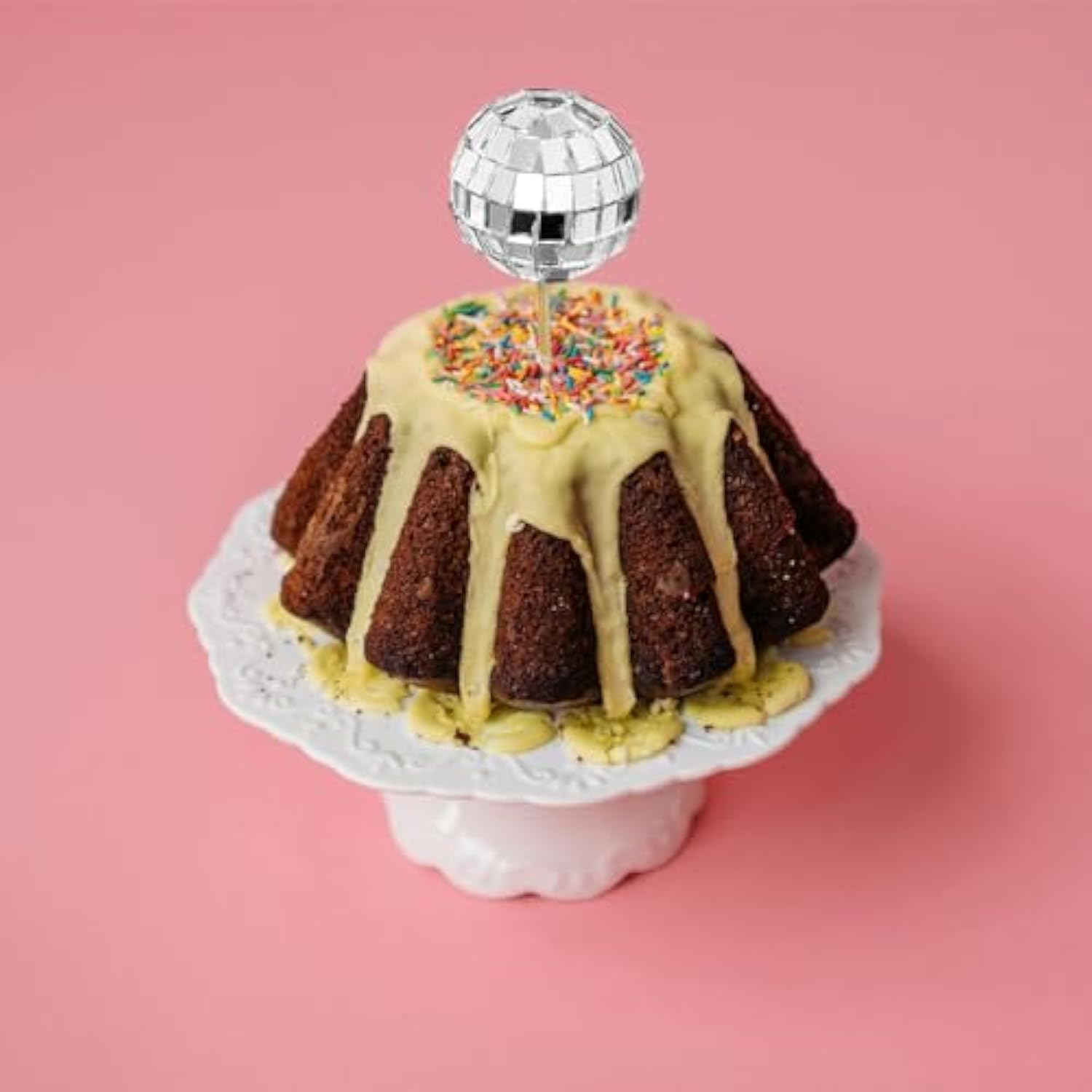 18Pcs Disco Ball Cupcake Toppers, Disco Theme Cake Decorations Topper Accessories For Birthday Party Decorations 70S Disco Themed Dance Party Supplies