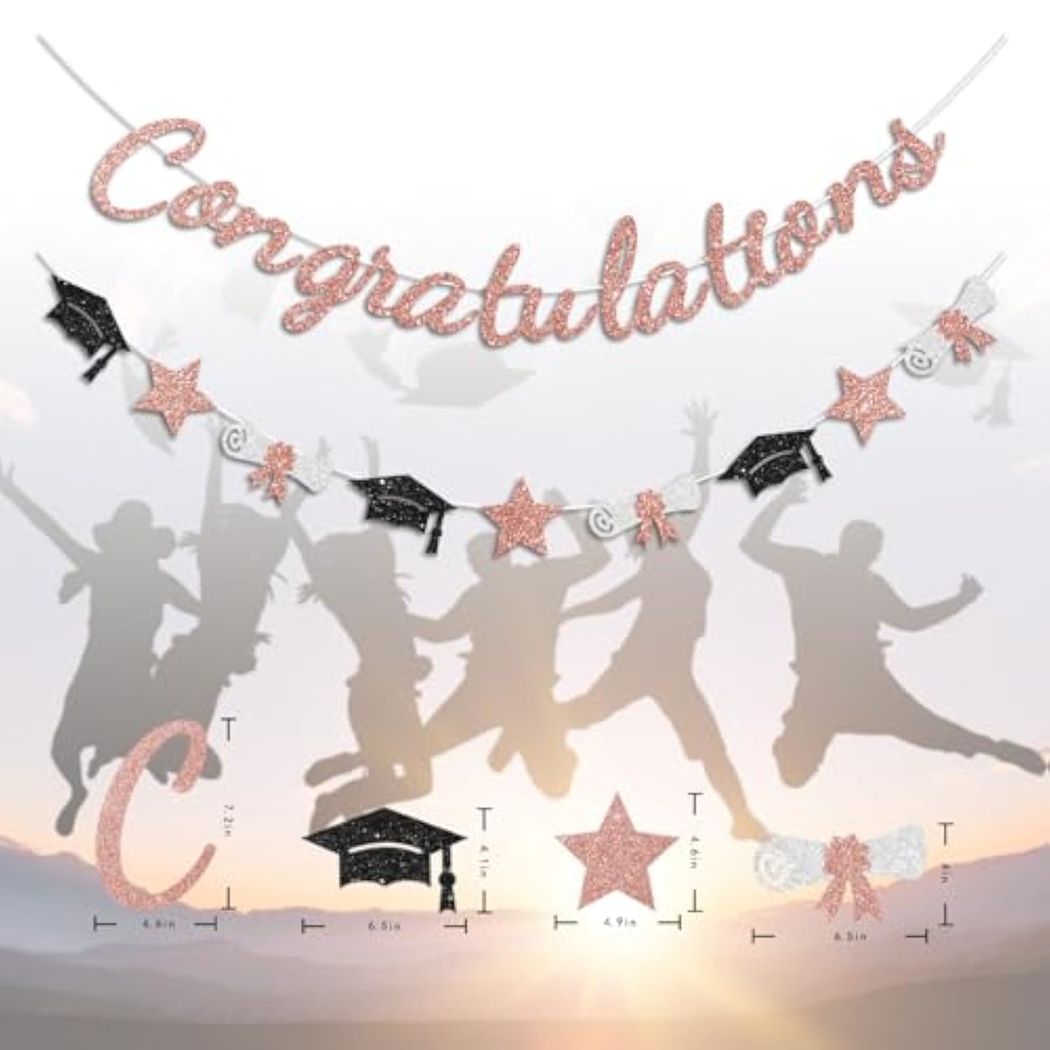 Congratulations Banner Rose Gold Graduation Decorations Class Of 2025 Prestrung Congrats Grad Banner For Middle School High School College Graduate Party Decorations