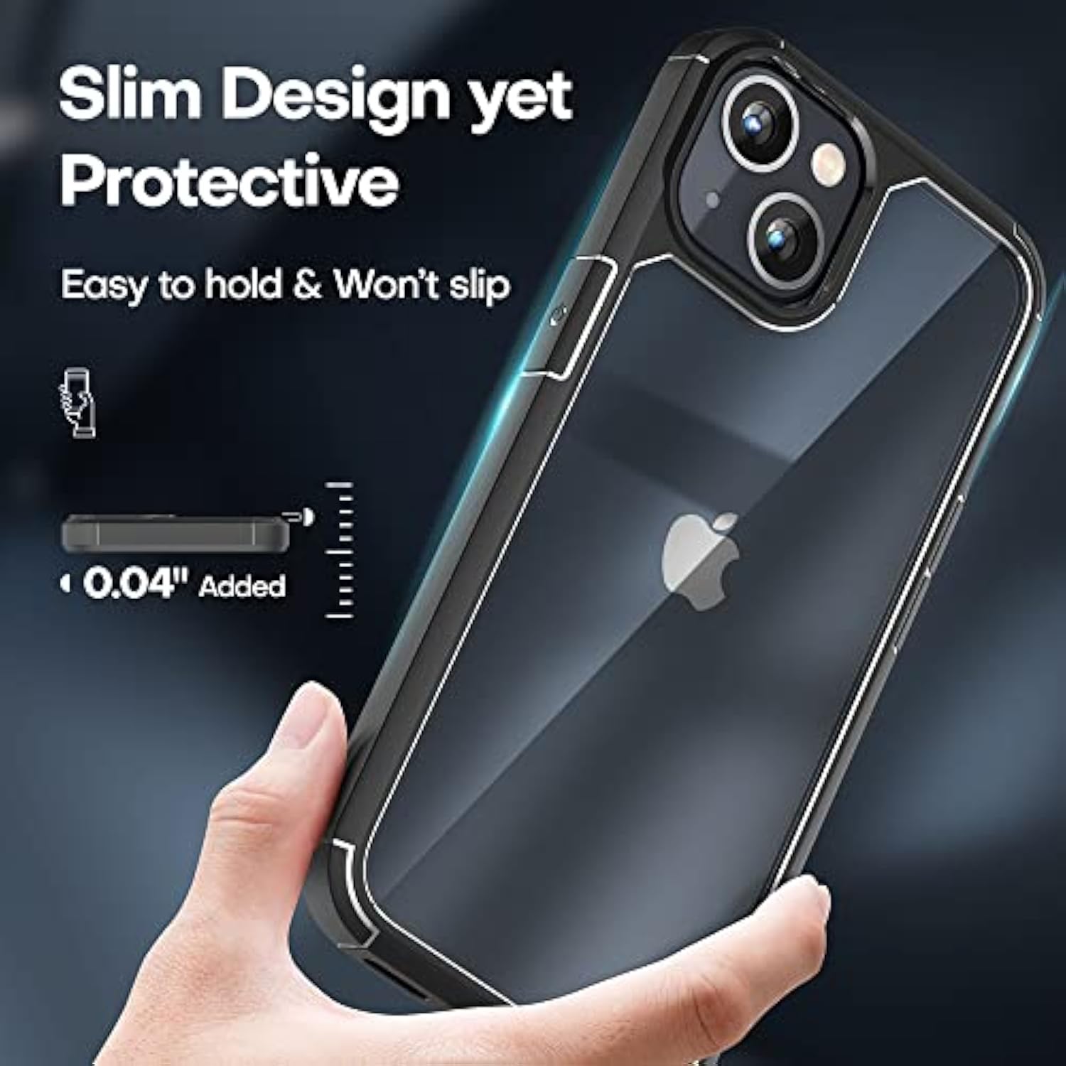 5 In 1 For Iphone 13 Case Black, [-Grade Drop Protection] Slim Shockproof Phone Lanyard Case 6.1 Inch