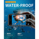 Magnetic For Iphone 15 Pro Max Case, Ip68 Waterproof Dustproof Case, [Compatible With Magsafe] [Built-In Screen Protector] Full Body Heavy Duty Rugged Phone Cover 6.7 Inch, Black/Clear