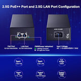 2.5 Gigabit Poe Injector, 802.3Af/At/Bt 90W, 2.5G/1G/100M Ethernet, Plug & Play, Non-Poe To Poe Adapter, Metal Case, Distance Up To 100 Meters (328 Ft.)