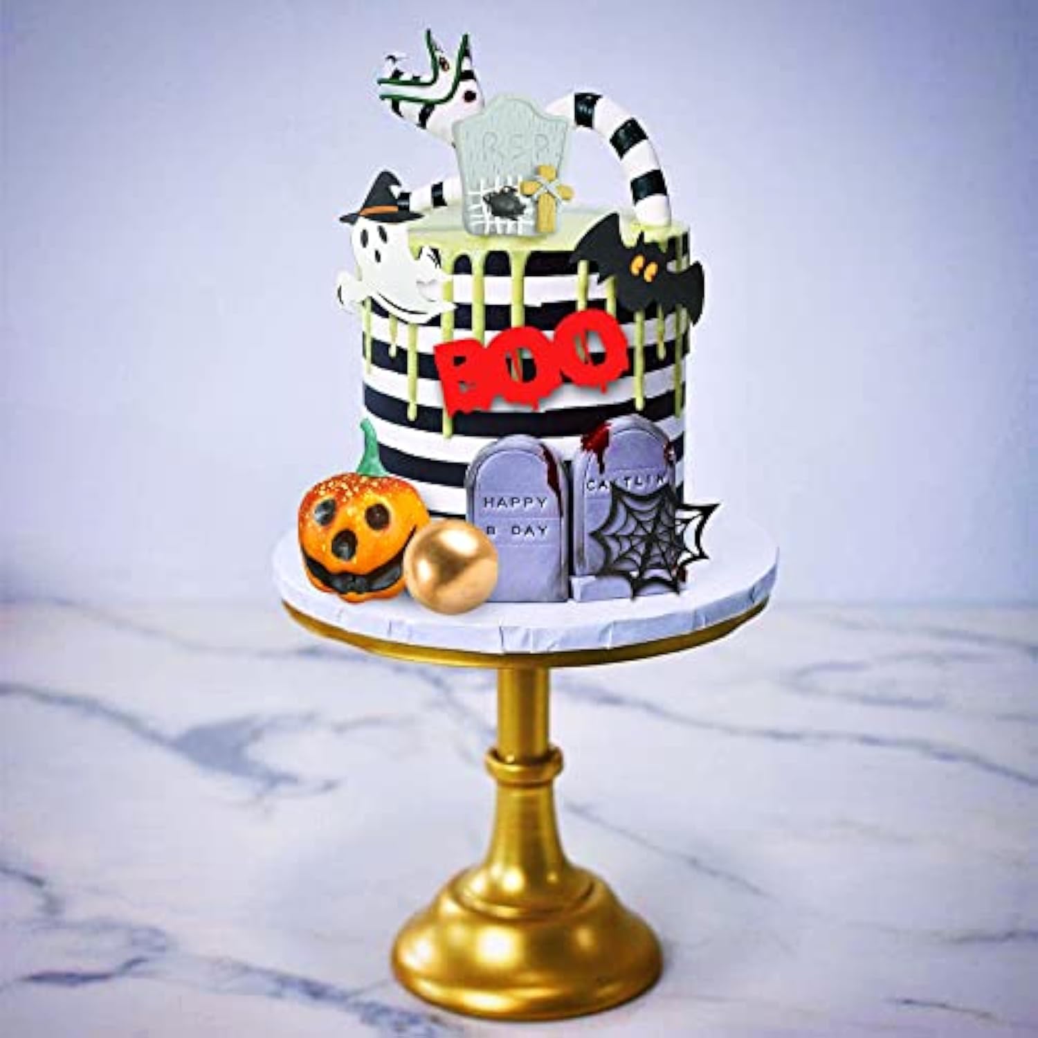 26PCS Halloween Cake Toppers Set Haunted House Ghost Bat Pumpkin Cupcake Decor