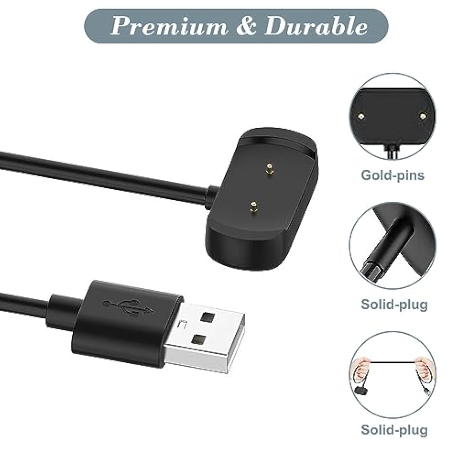 Charger For Amazfit Bip 5/3/Bip U Pro, T-Rex Pro, Gtr Mini/2/2E, Gts 2/2E/Gts 4 Mini, Active Smart Watch Charging Cable