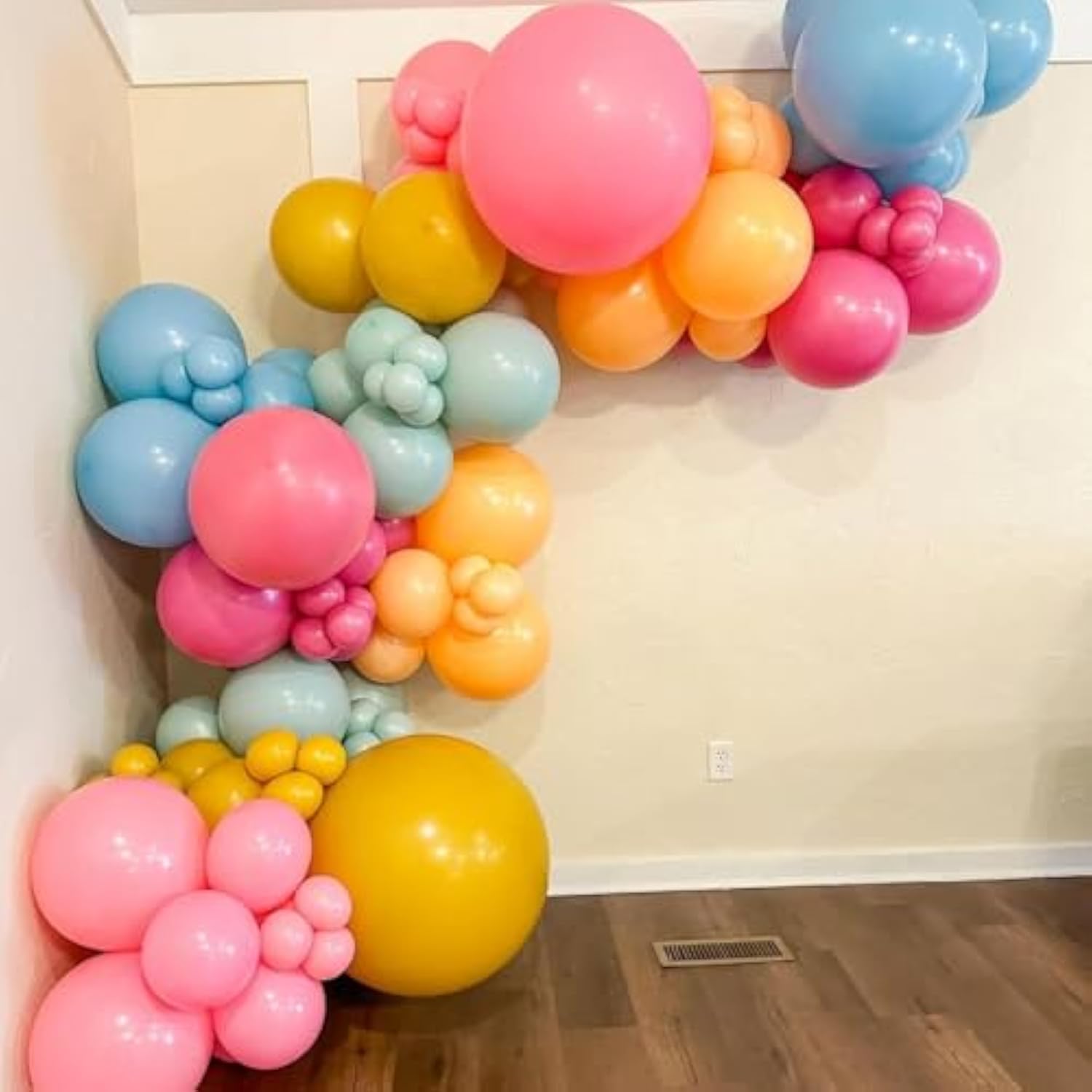 Boho Balloon Kit: Pink, Yellow & Orange Latex Balloons for Parties