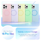 Rectangle Case For Iphone 16 Pro Max Case For Women Girls Boys [Compatible With Magsafe] Cute Candy Color Design, Kawaii Aesthetic Girly Magnetic Protective Phone Cover, Light Pink