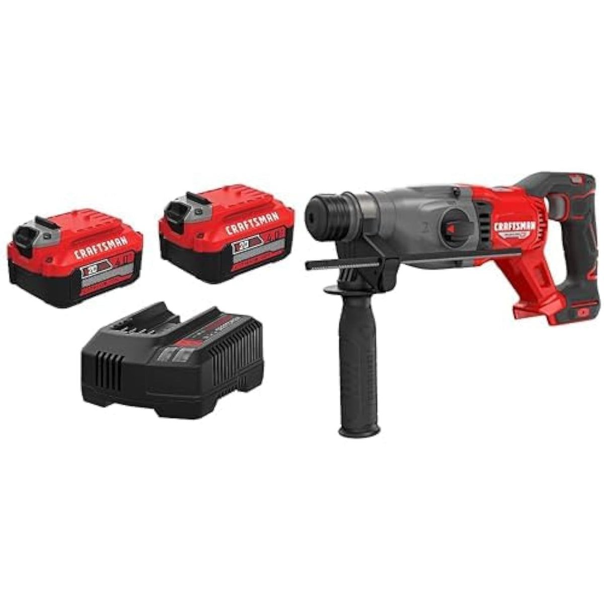 CRAFTSMAN V20 RP SDS Rotary Hammer Drill, Cordless, 7/8 inch (CMCH234B) with Battery and Charger (CMCB204-2CK)
