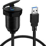 Alloy Single Port Usb 3.0 Dashboard Port Car Mount Flush Cable, Male To Female