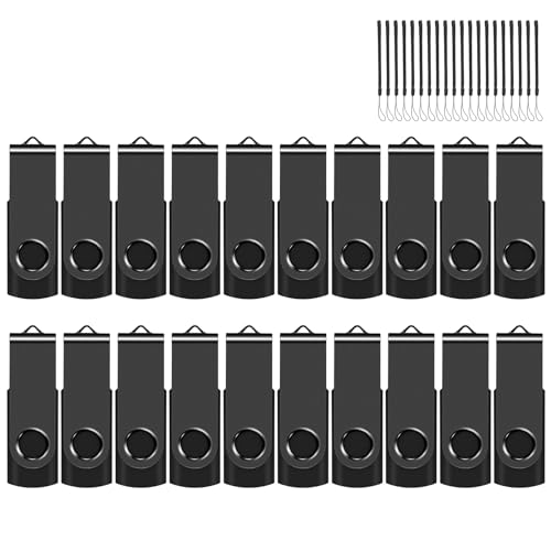 8Gb Usb Flash Drive Bulk Thumb Drives 20 Pack With Lanyards Usb 2.0 8Gb Memory Sticks Zip Drive Pen Drive For Storage And Backup Black 20Pcs
