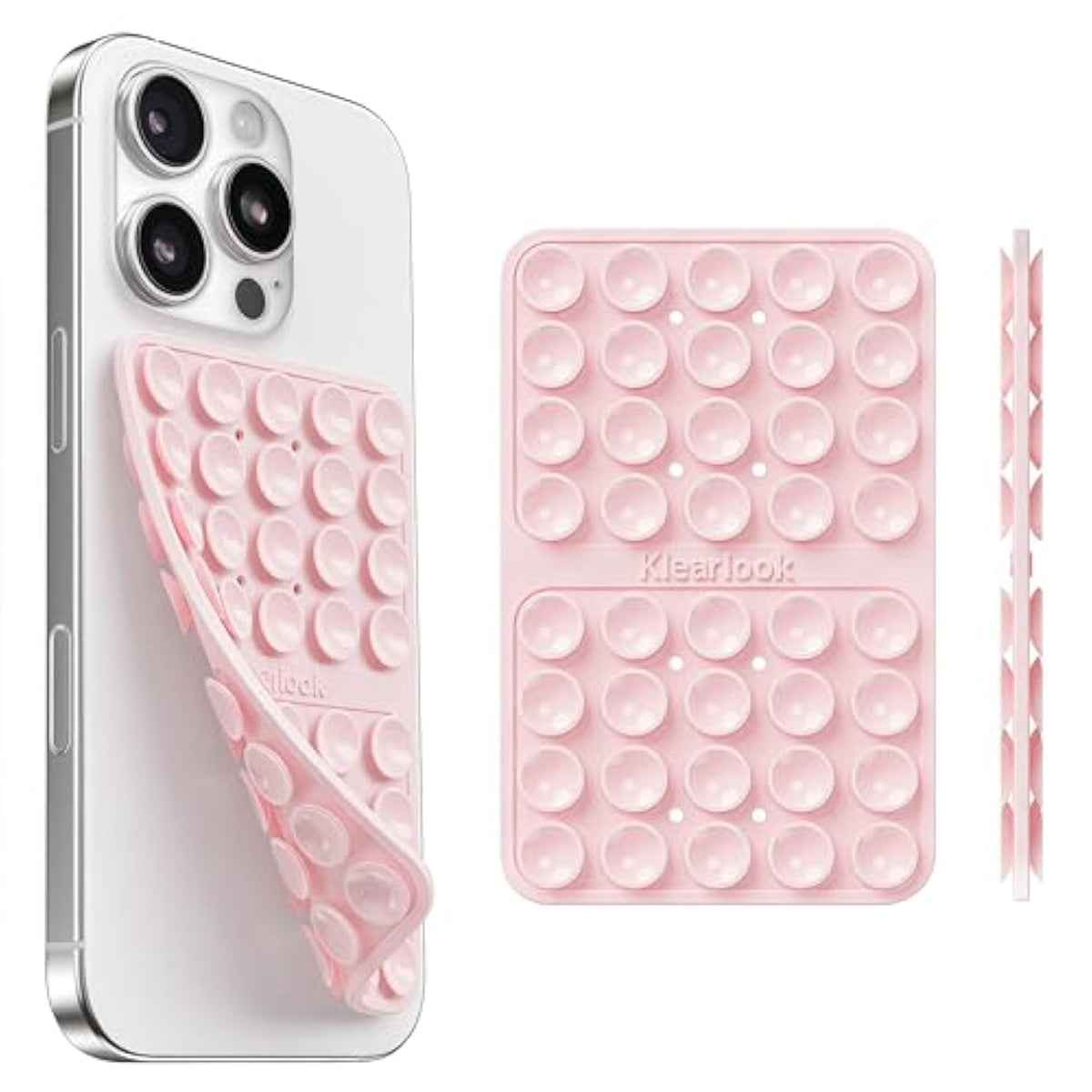 Klearlook Silicone Double-Sided Suction Cup Phone Case Detachable Mount, Sticky Phone Grip With Higher Suction Power For , Hands-Free Phone Accessories Holder For Selfies And Videos, Light Pink