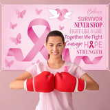 Breast Cancer Awareness Banner Decorations - Pink Ribbon Backdrop Hope Background Party Supplies Decors