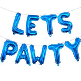 9 Pc Blue 16" "Let's PAWty" Balloons Banner Pet Dog/Cat Happy Birthday Decor
