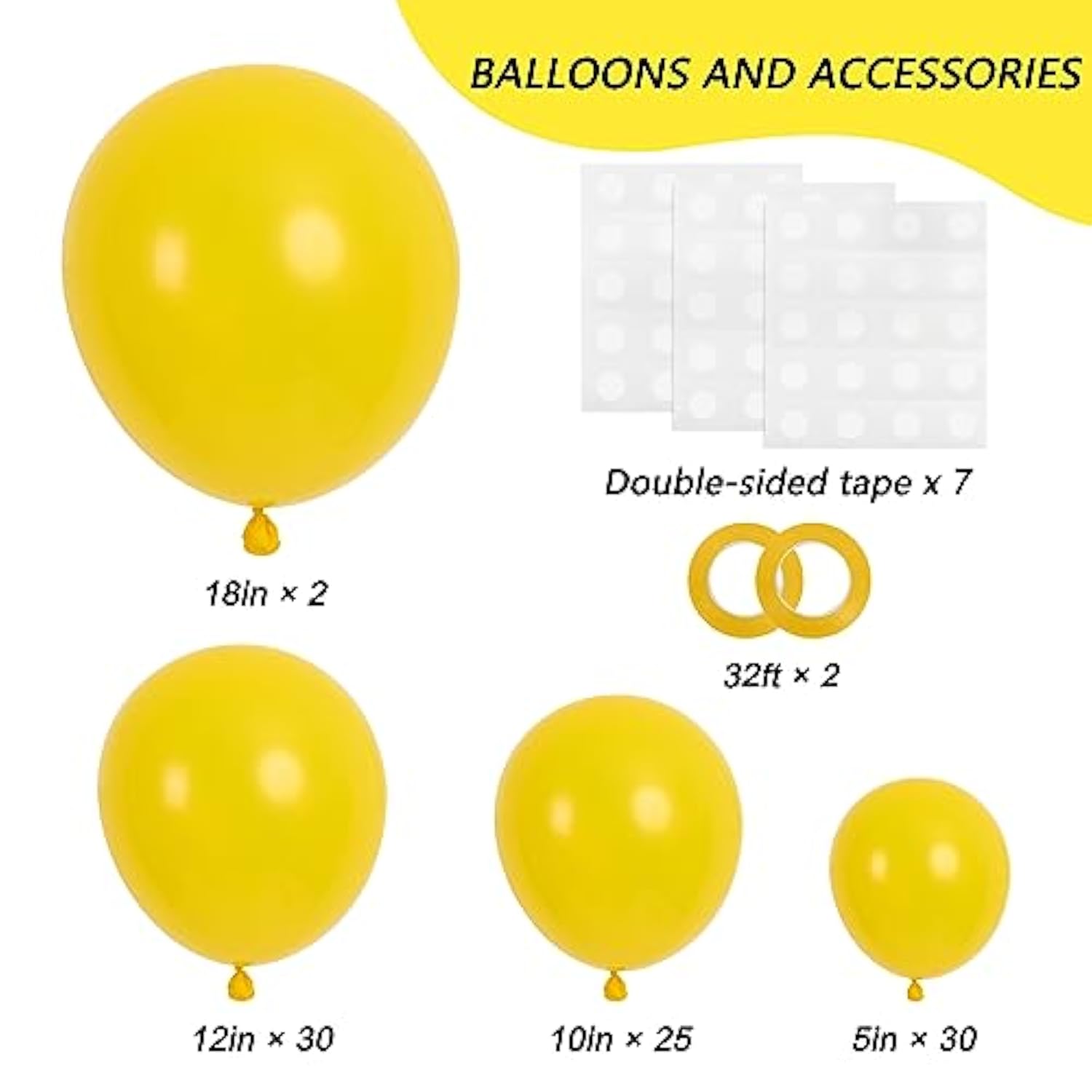 87Pcs Yellow Balloons Different Sizes 18 12 10 5 Inches For Garland Ar