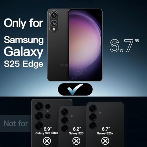 Magnetic Glossy Case For Samsung Galaxy S25 Edge,S25 Edge Phone Case Slim Clear Luxury With Screen Protector & Camera Protector [Compatible With Magsafe], Shockproof Cover For S 25 Edge-Rose Gold