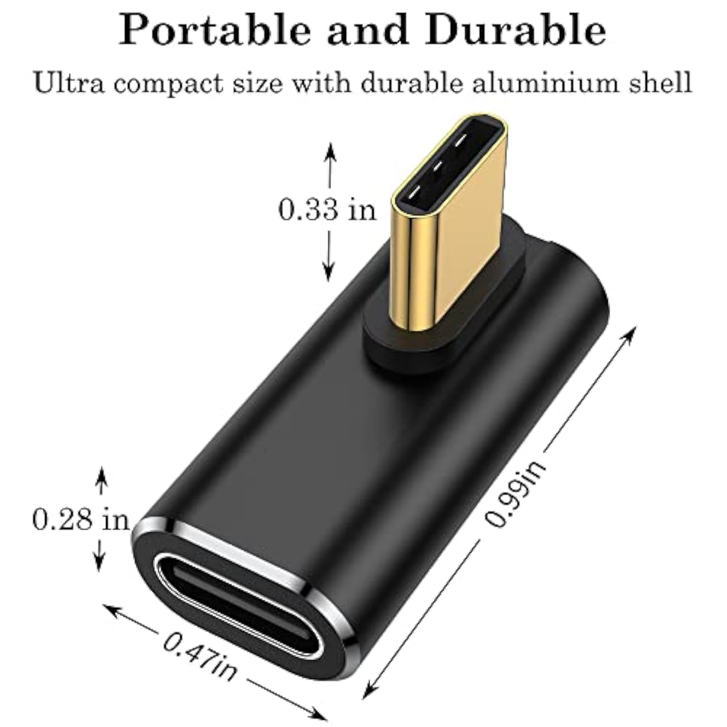 90 Degree Adapter (2 Pack), 40Gbps Usb C Male To Usb C Female Connector, Usb T