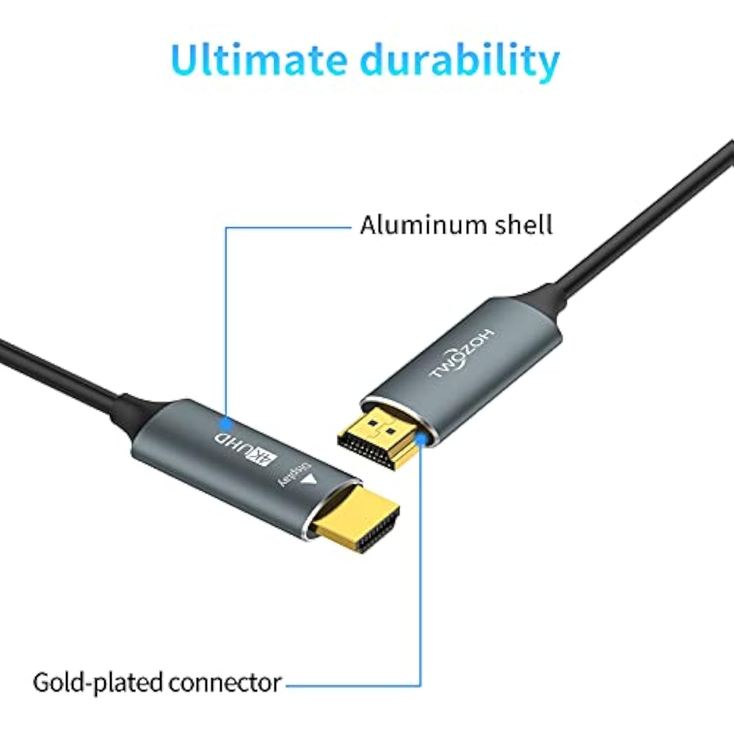 Fiber Optic Hdmi Cable 50Ft, 4K Fiber Hdmi To Hdmi Cable 4K/60Hz (4:4:4 Hdr10