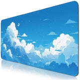 Cloud Gaming Mouse Pads Extra Large, Cloud Aesthetics Mousepad With Non Slip Base Stitched Edges, Extended Desk Mats For Computer Laptop Decor, Blue Sky Keyboard Pad For Home Office 15.7”X 35.4” Xxl