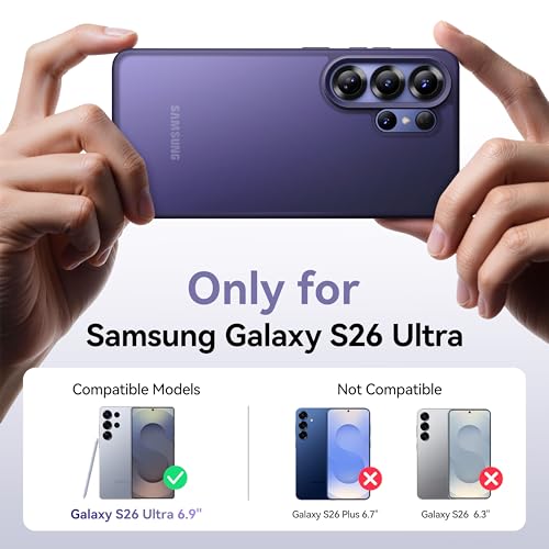 Violet for  Galaxy S26 Ultra Case 6.9" [Camera Guard] [16FT Military-Grade Protection] [Anti-Fingerprint] Slim Matte Translucent Shockproof
