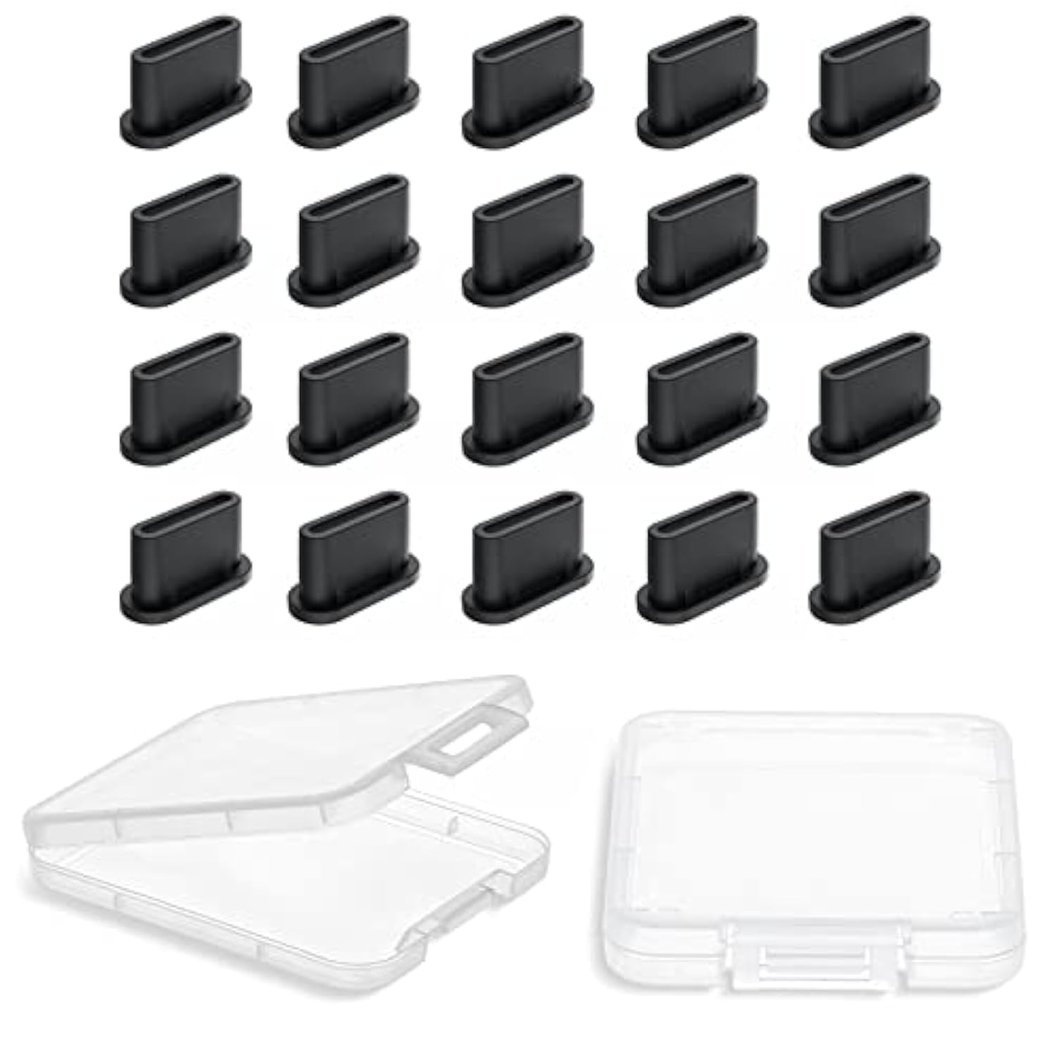 20pcs USB-C Silicone Dust Plugs with Case for iPhone 15/16 and Galaxy Pixel