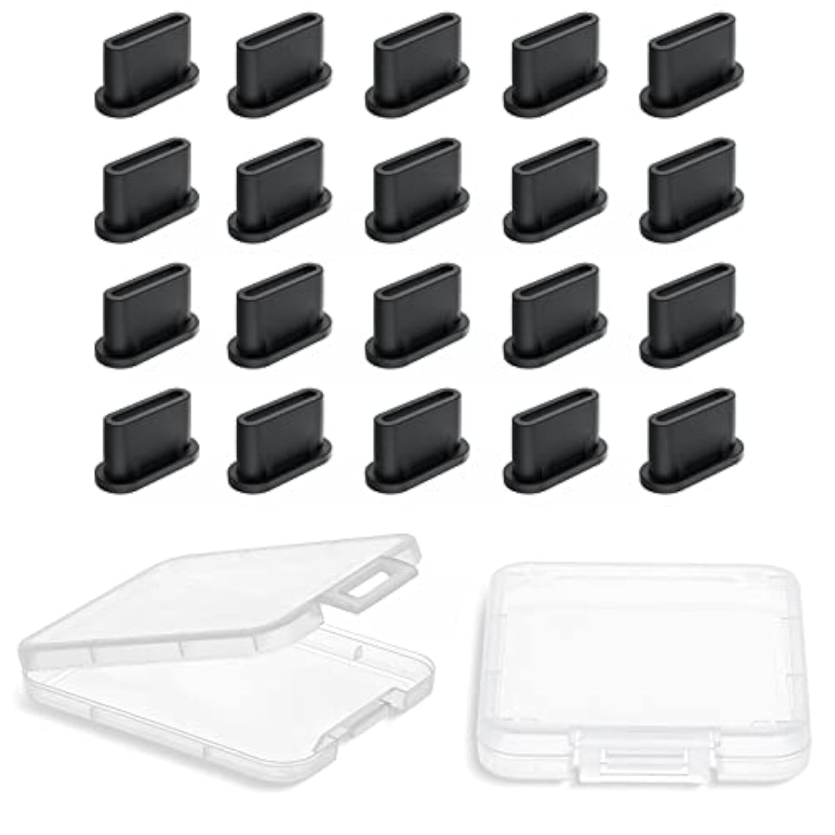 20pcs USB-C Silicone Dust Plugs with Case for iPhone 15/16 and Galaxy Pixel