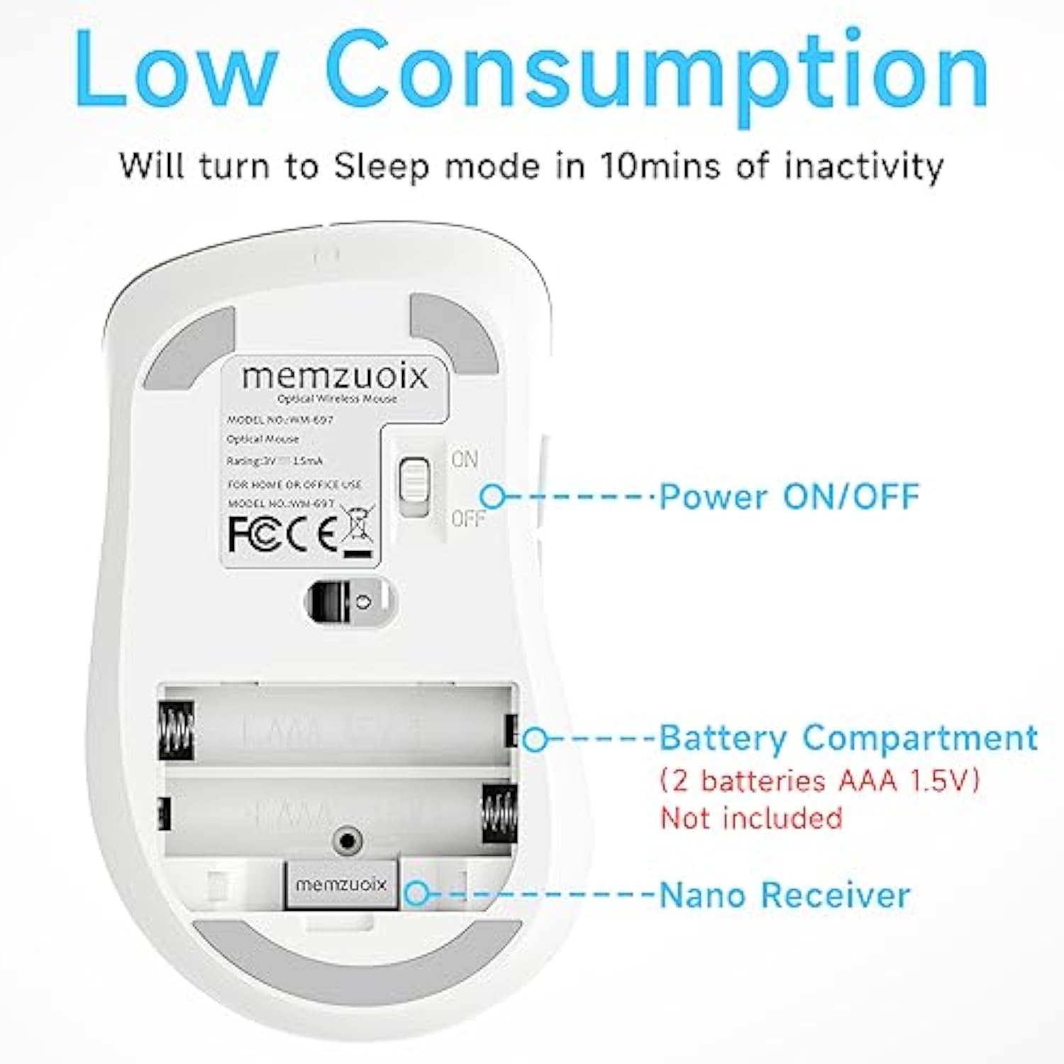 2.4G Wireless Mouse, 1200 Dpi Computer Wireless Mouse With Usb Receiver, Porta