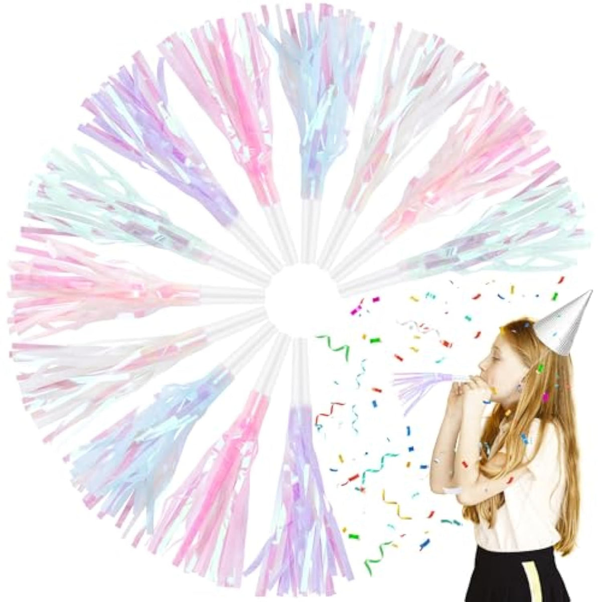 12 Pcs Glitter Party Blowers Metallic Noise Makers for Birthdays and New Year